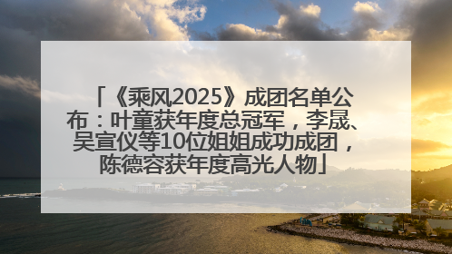 《乘风2025》成团名单公布：叶童获年度总冠军，李晟、吴宣仪等10位姐姐成功成团，陈德容获年度高光人物