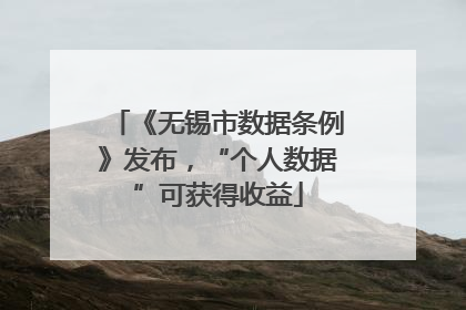 《无锡市数据条例》发布，“个人数据”可获得收益