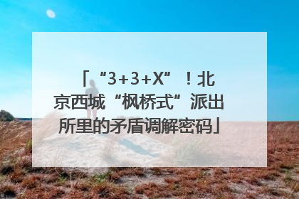 “3+3+X”!北京西城“枫桥式”派出所里的矛盾调解密码