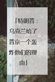 特朗普：乌克兰给了普京一个轰炸他们的理由