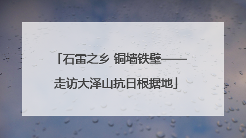 石雷之乡 铜墙铁壁——走访大泽山抗日根据地