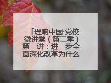 理响中国·党校微讲堂（第二季）第一讲：进一步全面深化改革为什么要聚焦推进中国式现代化