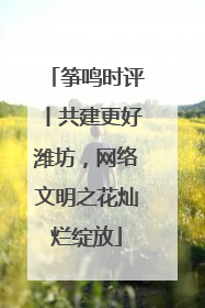 筝鸣时评丨共建更好潍坊，网络文明之花灿烂绽放