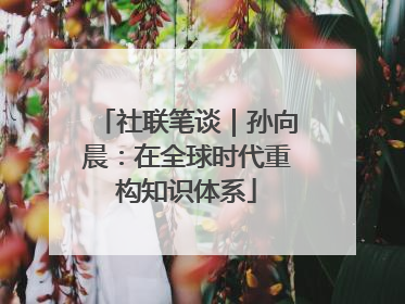 社联笔谈｜孙向晨：在全球时代重构知识体系