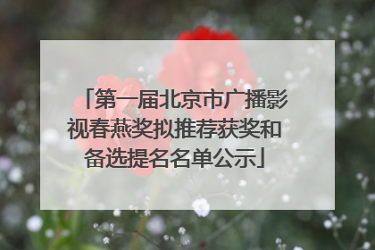 第一届北京市广播影视春燕奖拟推荐获奖和备选提名名单公示