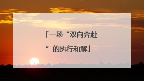 一场“双向奔赴”的执行和解