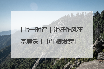 七一时评｜让好作风在基层沃土中生根发芽