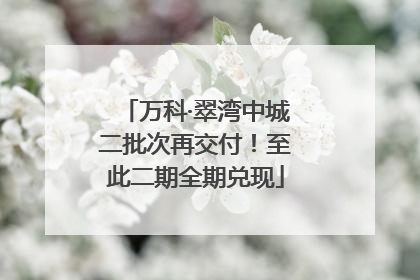 万科·翠湾中城二批次再交付！至此二期全期兑现