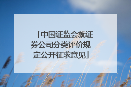 中国证监会就证券公司分类评价规定公开征求意见