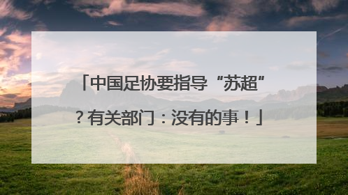 中国足协要指导“苏超”？有关部门：没有的事！