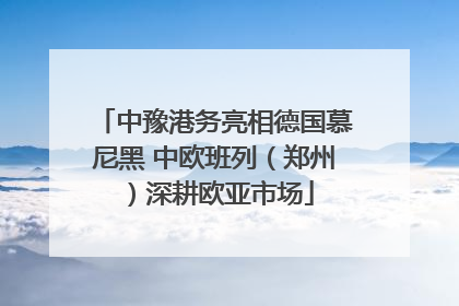 中豫港务亮相德国慕尼黑 中欧班列（郑州）深耕欧亚市场