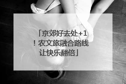 京郊好去处+1！农文旅融合路线让快乐翻倍
