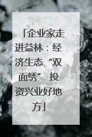 企业家走进益林：经济生态“双面绣” 投资兴业好地方
