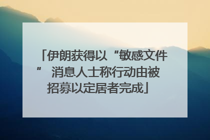 伊朗获得以“敏感文件” 消息人士称行动由被招募以定居者完成