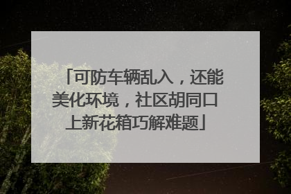 可防车辆乱入，还能美化环境，社区胡同口上新花箱巧解难题