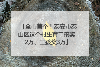 全市首个！泰安市泰山区这个村生育二孩奖2万、三孩奖3万