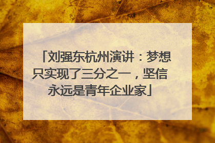 刘强东杭州演讲：梦想只实现了三分之一，坚信永远是青年企业家