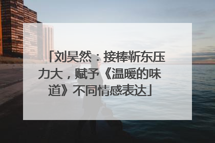 刘昊然：接棒靳东压力大，赋予《温暖的味道》不同情感表达