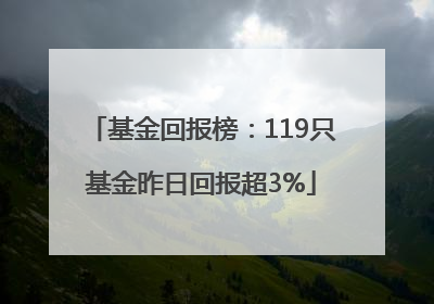 基金回报榜：119只基金昨日回报超3%