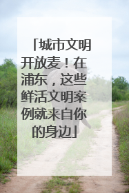 城市文明开放麦！在浦东，这些鲜活文明案例就来自你的身边