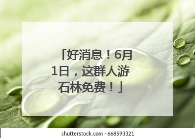 好消息！6月1日，这群人游石林免费！