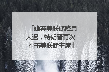 嫌弃美联储降息太迟，特朗普再次抨击美联储主席