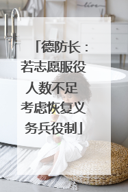 德防长：若志愿服役人数不足 考虑恢复义务兵役制