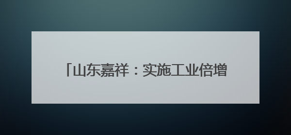 山东嘉祥：实施工业倍增 赋能经济高质量发展