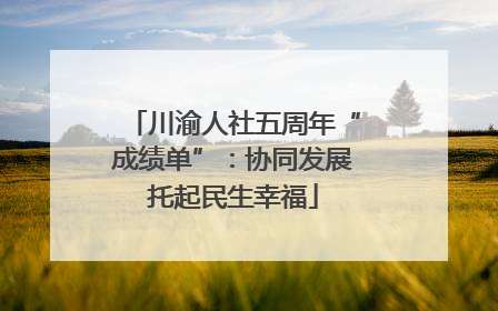川渝人社五周年“成绩单”：协同发展托起民生幸福