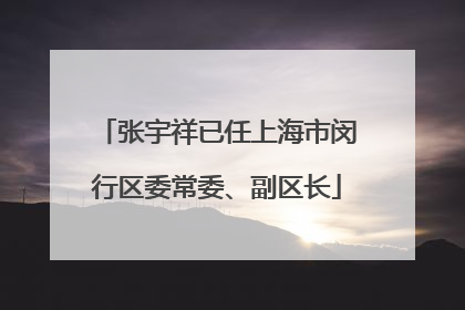 张宇祥已任上海市闵行区委常委、副区长