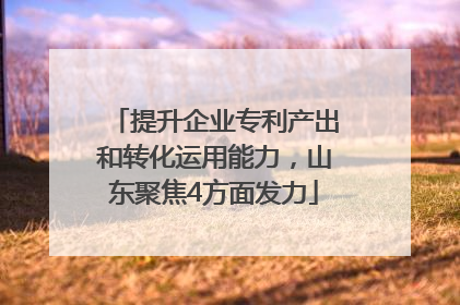 提升企业专利产出和转化运用能力，山东聚焦4方面发力