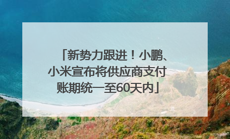 新势力跟进！小鹏、小米宣布将供应商支付账期统一至60天内