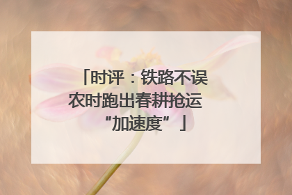 时评：铁路不误农时跑出春耕抢运“加速度”