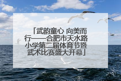 武韵童心 向美而行——合肥市天水路小学第二届体育节暨武术比赛盛大开幕