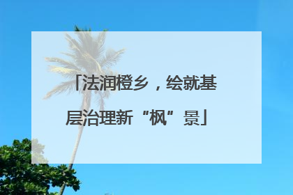 法润橙乡，绘就基层治理新“枫”景