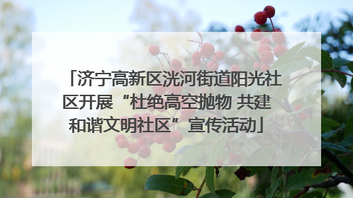 济宁高新区洸河街道阳光社区开展“杜绝高空抛物 共建和谐文明社区”宣传活动