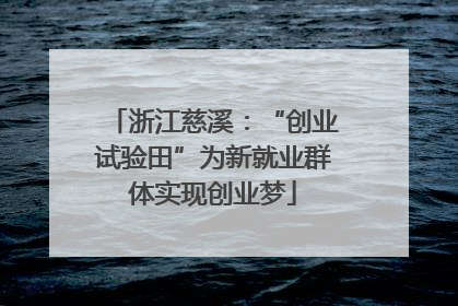 浙江慈溪：“创业试验田”为新就业群体实现创业梦