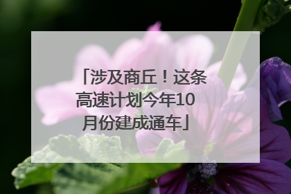 涉及商丘！这条高速计划今年10月份建成通车