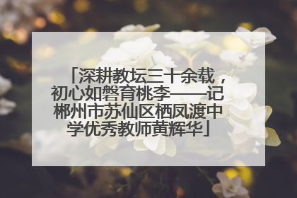 深耕教坛三十余载，初心如磐育桃李——记郴州市苏仙区栖凤渡中学优秀教师黄辉华