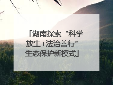 湖南探索“科学放生+法治善行”生态保护新模式
