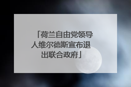 荷兰自由党领导人维尔德斯宣布退出联合政府