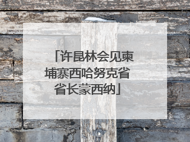 许昆林会见柬埔寨西哈努克省省长蒙西纳