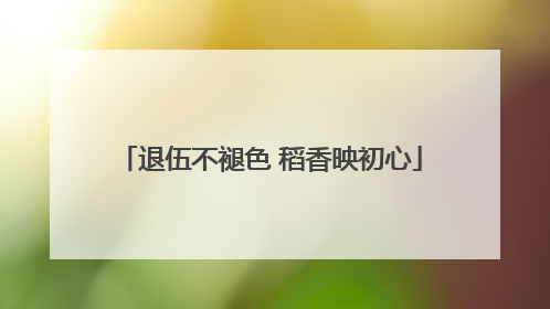 退伍不褪色 稻香映初心