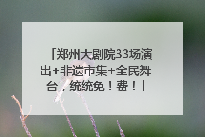 郑州大剧院33场演出+非遗市集+全民舞台，统统免！费！