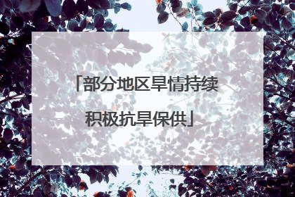 部分地区旱情持续 积极抗旱保供