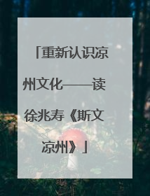 重新认识凉州文化——读徐兆寿《斯文凉州》
