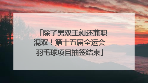 除了男双王昶还兼职混双！第十五届全运会羽毛球项目抽签结束