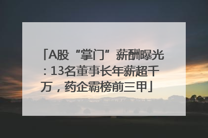 A股“掌门”薪酬曝光：13名董事长年薪超千万，药企霸榜前三甲